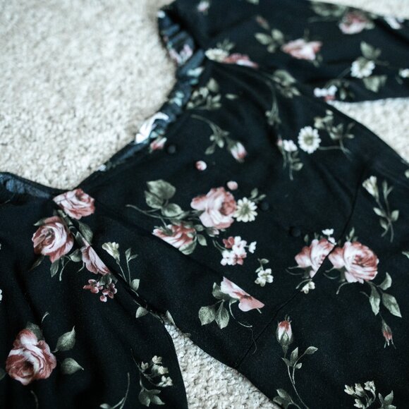 Mango Floral Black Dress - Picture 3 of 5